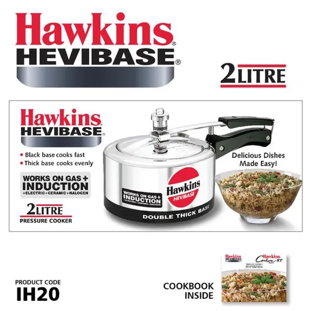 Hawkins Hevibase Aluminium Inner Lid Pressure Cooker - Induction Base, Silver, IH20, 2 l-5.webp